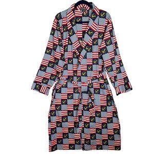 Vintage 90s NAUTICA Mens Nautical Patriotic Cotton Robe O/S American Flag